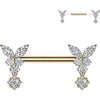Nipple Piercing butterfly zirconia dangle Push-In