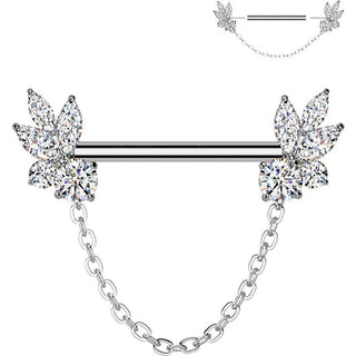 Nipple Piercing zirconias chain dangle Push-In