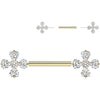 Nipple Piercing cubic zirconia celtic 4 leaf clover Push-In