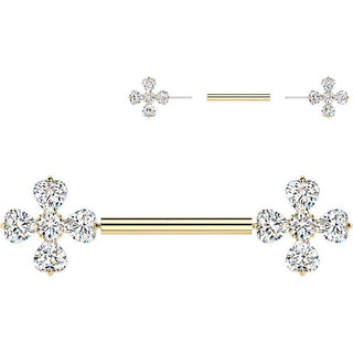 Nipple Piercing cubic zirconia celtic 4 leaf clover Push-In