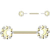 Nipple Piercing crescent moon with stars and cubic zirconia Push-In