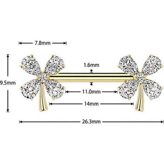Nipple Piercing leaf flower zirconia Push-In