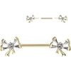 Nipple Piercing baguette cubic zirconia bowtie Push-In