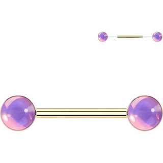 Nipple Piercing round iridescent stone Push-In