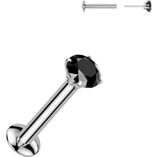 Labret Zirconia Prong setting Silver Push-In