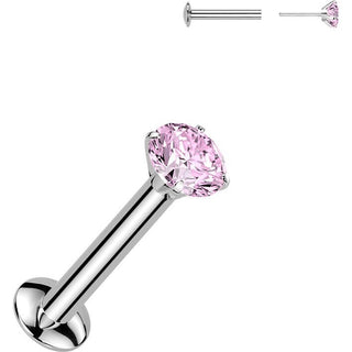 Labret Zirconia Prong setting Silver Push-In