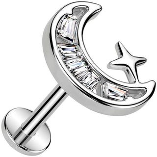 Labret moon star zirconia Push-In