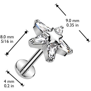 Labret star zirconia Push-In