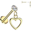 Labret prong setting cubic zirconia and dangle heart Push-In