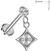 Labret prong setting cubic zirconia cluster Push-In