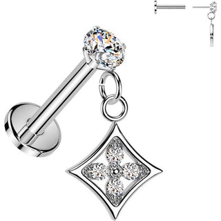 Labret prong setting cubic zirconia cluster Push-In