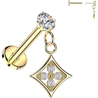 Labret prong setting cubic zirconia cluster Push-In