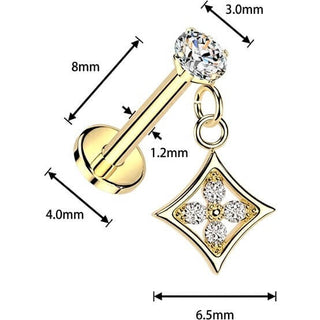 Labret prong setting cubic zirconia cluster Push-In
