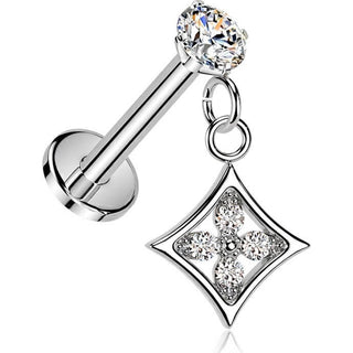 Labret prong setting cubic zirconia cluster Push-In