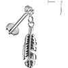 Labret prong setting cubic zirconia and feather dangle Push-In