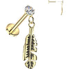 Labret prong setting cubic zirconia and feather dangle Push-In