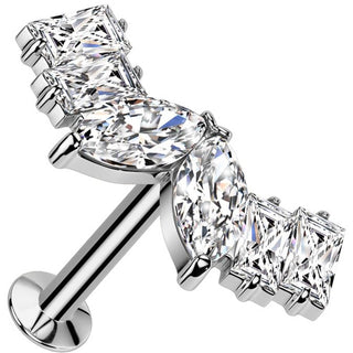 Labret zirconia marquise cut baguette cut Push-In