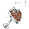 Labret pave cubic zirconia strawberry Push-In