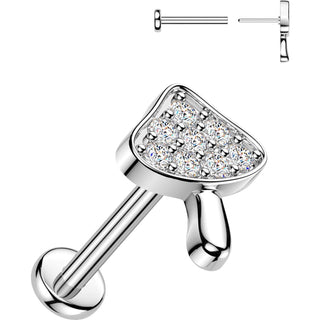 Labret pave cubic zirconia mushroom Push-In