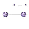 Titanium Nipple Piercing Flat Zirconia Push-In