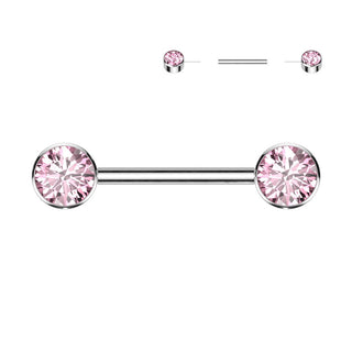 Titanium Nipple Piercing Flat Zirconia Push-In