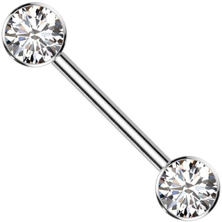 Titanium Nipple Piercing Flat Zirconia Push-In