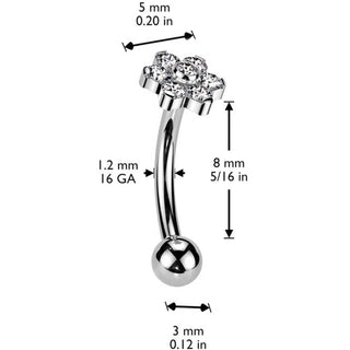 Titanium Eyebrow Piercing flower zirconia Push-In