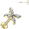 Titanium marquise cubic zirconia flower Push-In