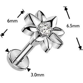 Titanium cubic zirconia center flower Push-In