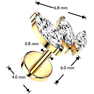 Titanium Stud Earring scaled zirconia marquise cut