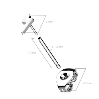 Titane Bouton d'Oreille Éclair Plat Argent