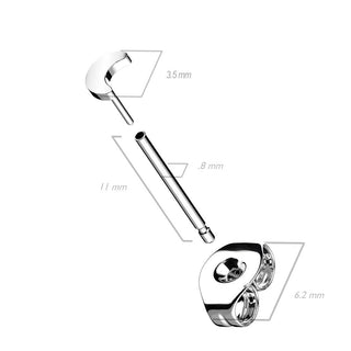 Titanium Stud Earring Moon Flach Silver