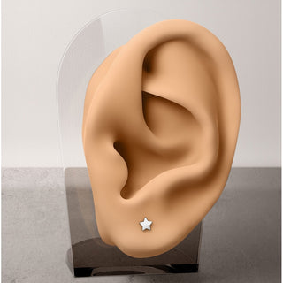 Titanium Stud Earring Star Flat Silver