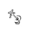 Titanium Stud Earring Cross Zirconia Opal Silver