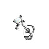 Titanium Stud Earring Cross Zirconia Opal Silver
