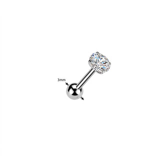 Titanium Barbell Zirconia rim setting Silver Push-In