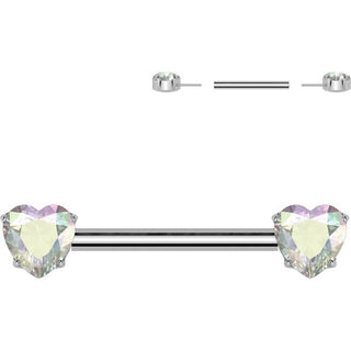 Titanium Nipple Piercing heart zirconia Push-In