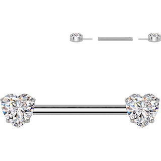 Titanium Nipple Piercing heart zirconia Push-In