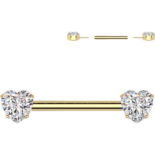 Titanium Nipple Piercing heart zirconia Push-In