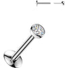 Titanium Labret bezel setting cubic zirconia ball Push-In