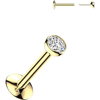 Titanium Labret bezel setting cubic zirconia ball Push-In