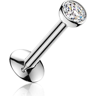 Titanium Labret bezel setting cubic zirconia ball Push-In