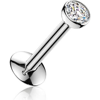 Titanium Labret bezel setting cubic zirconia ball Push-In