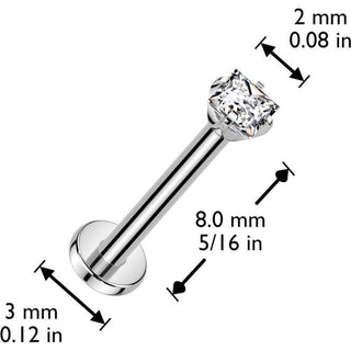 Titanium Labret square zirconia Push-In