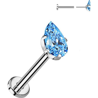 Titanium Labret teardrop zirconia Push-In