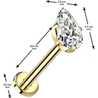 Titanium Labret teardrop zirconia Push-In