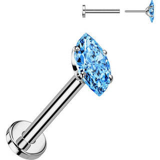 Titanium Labret zirconia marquise cut Push-In