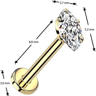 Titanium Labret zirconia marquise cut Push-In