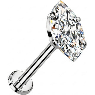 Titanium Labret zirconia marquise cut Push-In