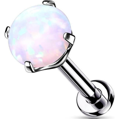 Titanium Labret Opal Silver Push-In